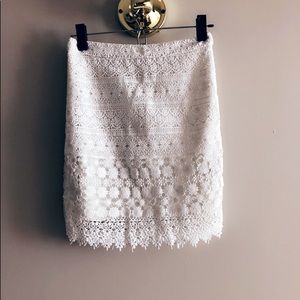 White mini lace skirt